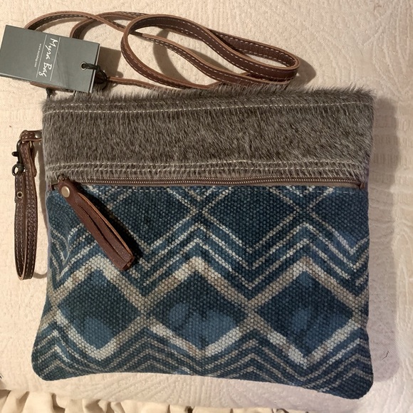 Myra Bag Handbags - NWT Myra Bag. Beautiful. Blue/gray wool fabric.